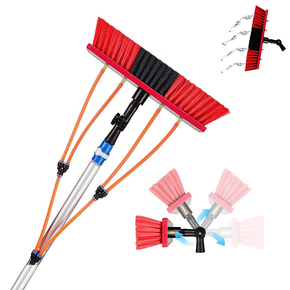 12m Extendable Water Fed Window Cleaning Pole for Photovoltaic & Solar Panel Cleaning Professional Window Cleaning Equipment with Brush Attachment
