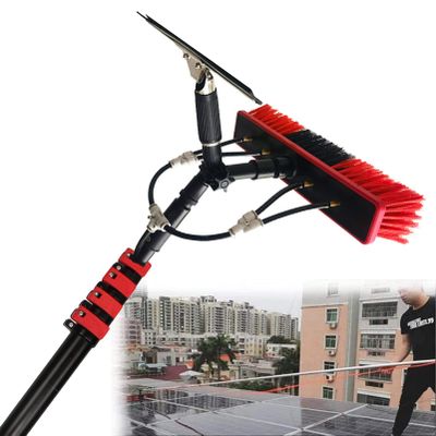 Telescopic Solar Panel Cleaning Brush & Window Cleaner Tool 7.2M/23.6Ft with Scraper 35Cm Brush Head for Glass Tiles Shower Screens - Efficient & Versatile Cleaning Solution
