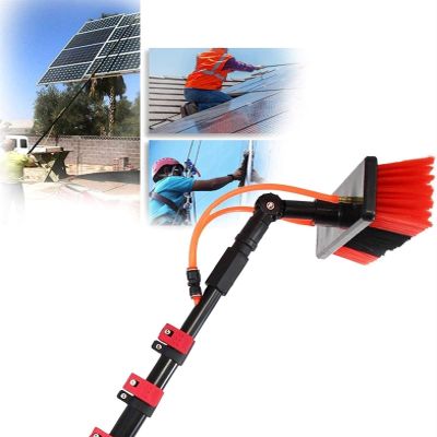 12ft Telescopic Window Cleaner Kit Water Fed Pole with Brush Outdoor Window Cleaning Tool Extendable Glass Cleaning System for Streak-Free Shine