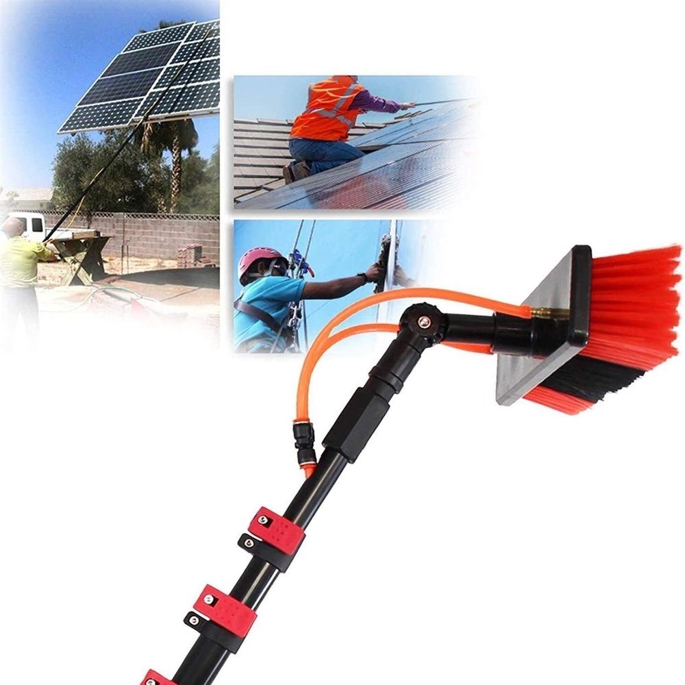 12ft Telescopic Window Cleaner Kit Water Fed Pole with Brush Outdoor Window Cleaning Tool Extendable Glass Cleaning System for Streak-Free Shine