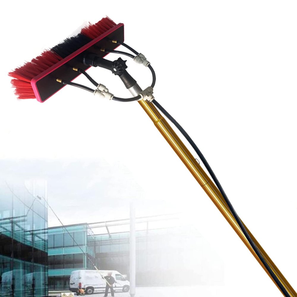 24FT Telescopic Window Cleaning Brush with Water Fed Pole Extendable Cleaner for Conservatory Roof Efficient Cleaning Tool for Home and Outdoor Use