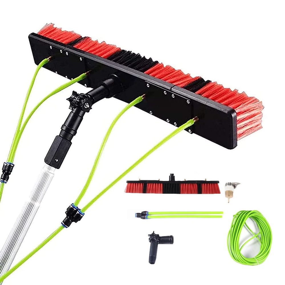 12m Telescopic Window Cleaning Pole Water Fed Brush for Solar Panel Cleaning 39ft Hose-Fed Cleaner with 50cm Brush Head Perfect for Photovoltaic Maintenance
