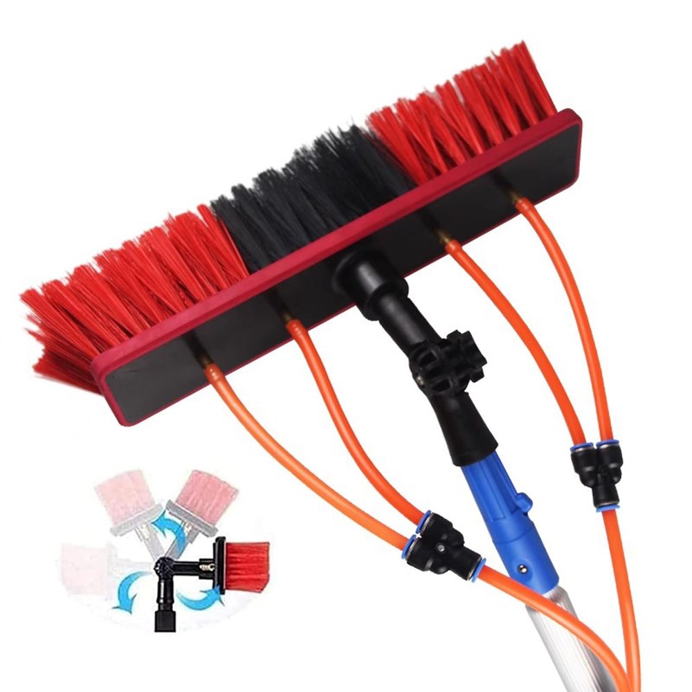 10ft-39ft Telescopic Window Cleaning Pole with Water Fed Brush Ideal for Solar Panel Cleaning Includes 30cm & 50cm Brush Heads Perfect for Outdoor Use