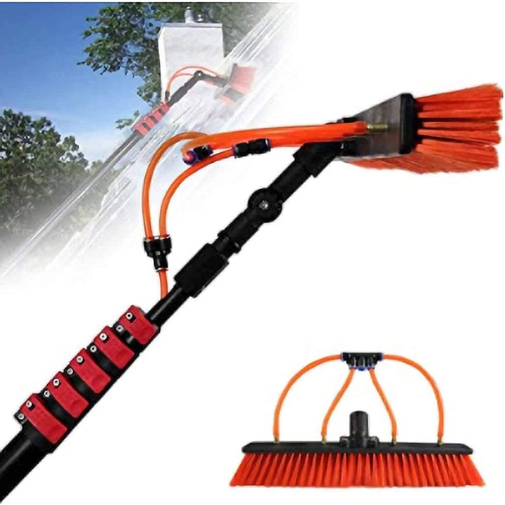 3.6M-11M Extendable Water Fed Window Cleaning Pole Kit Telescopic Cleaning Brush for Outdoor Windows Adjustable Water Fed Pole for Effortless Window Cleaning