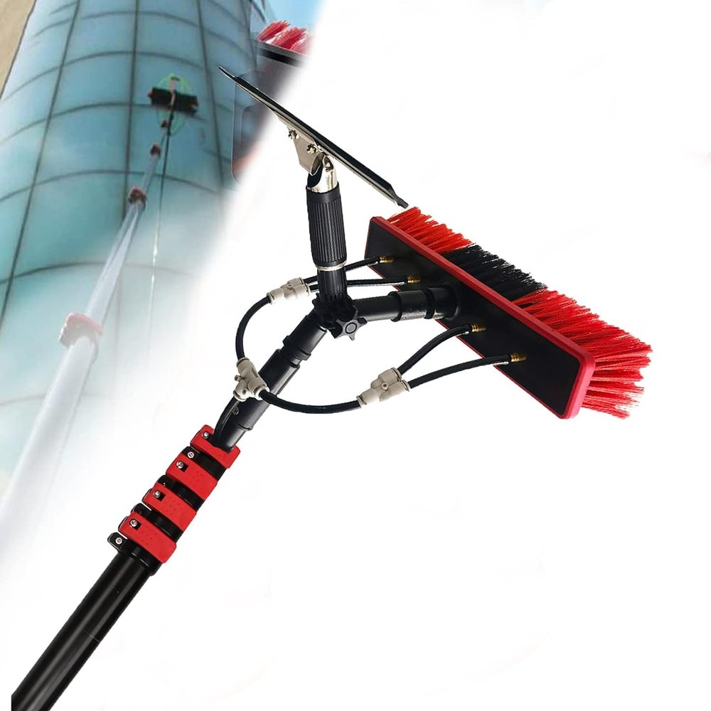 11M Telescopic Window Cleaning Brush Kit - Water Fed Pole for High Windows Solar Panels & Conservatory Roofs - Extendable Cleaning Equipment for Easy Access & Streak-Free Shine