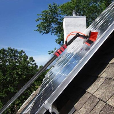 11M Telescopic Window Cleaning Pole with Water Fed Brush Extendable Cleaner for Conservatory Roofs Solar Panel & Photovoltaic Cleaning (36FT)