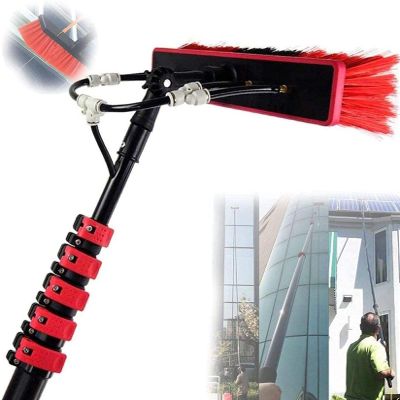 Telescopic Window Cleaning Brush Kit - 35cm Water Brush & 9M-30FT Extendable Pole for Conservatory Roofs Solar Panels & Photovoltaic Cleaning - Efficient & Easy to Use