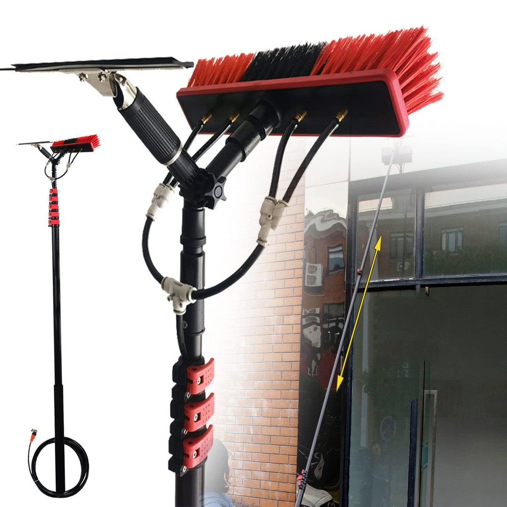 18FT-36FT Telescopic Window Cleaning Pole Kit Extendable Brush for Conservatory Roofs Perfect for Solar Panel & Photovoltaic Cleaning Reach High Areas Effortlessly