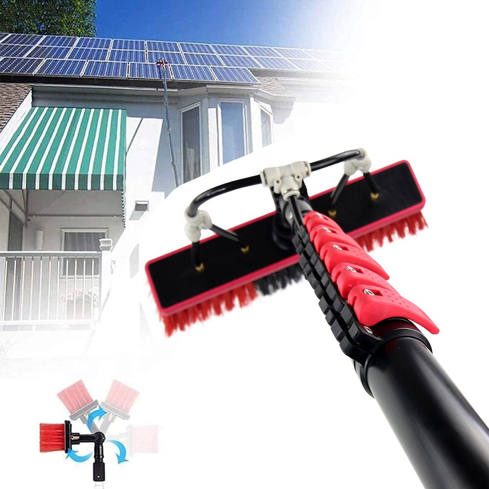 24FT Adjustable Water Fed Pole Cleaning Kit - Telescopic Window Cleaning Brush with Rotatable Head for Glass Solar Panels and Exterior Surfaces (7.2M/6M)