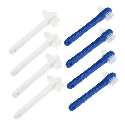 BCOATH 8Pcs Denture Toothbrush Dual Head Denture Brush Hard Bristle Design Removes Food Particles Oral Hygiene Tool for Dental Devices and False Teeth
