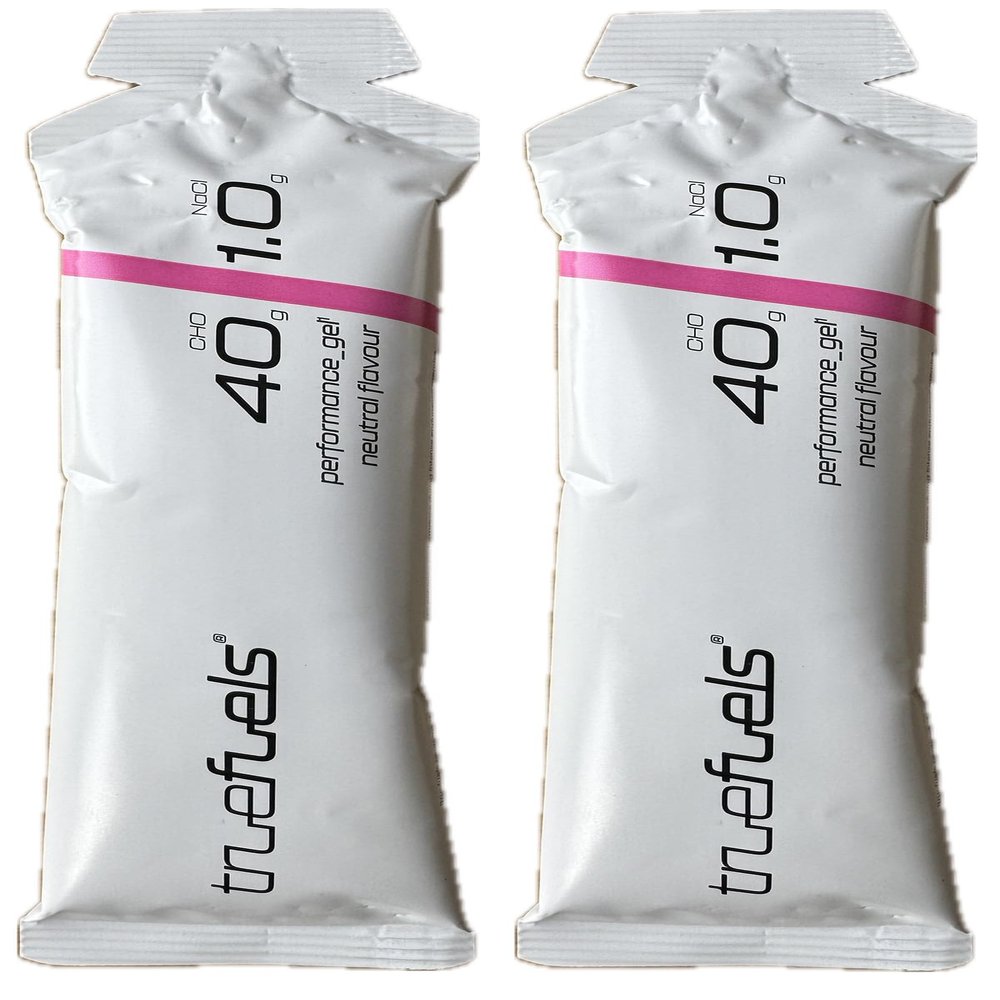 TrueFuels High Performance Sports Energy Gels With Carbohydrates & Electrolytes - Endurance Fuel For Sustained Energy - 40g Carbs with 0.25g or 1g Salt - Informed Sport (2 Pack, Neutral (40g / 1g))