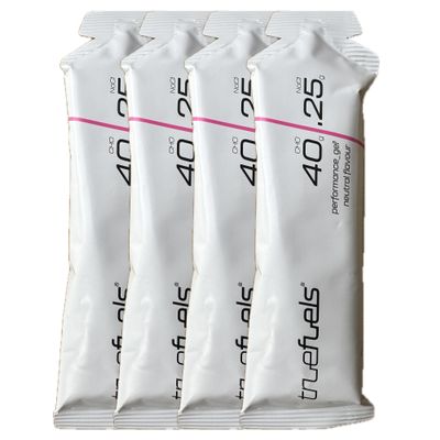 TrueFuels High Performance Sports Energy Gels With Carbohydrates & Electrolytes - Endurance Fuel For Sustained Energy - 40g Carbs with 0.25g or 1g Salt - Informed Sport (4 Pack, Neutral (40g / 0.25g))