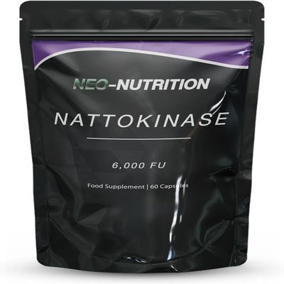 Nattokinase 60 Capsules | 500 MG 6000 FU Per Capsule | 100% Natural Vegan | Protein Enzyme from Japanese Natto | New & Improved Formula | NEO NUTRITION