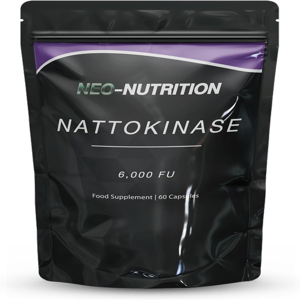 Nattokinase 60 Capsules | 500 MG 6000 FU Per Capsule | 100% Natural Vegan | Protein Enzyme from Japanese Natto | New & Improved Formula | NEO NUTRITION