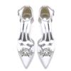 Closed Toe Satin Kitten Heels Wedding Shoes for Bride, Low Heels Ankle Strap Bridal Shoes, Rhinestones Shoes Pumps, Women's High Heels, Evening Party Dress Shoes,D,42 view 3