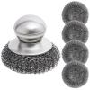 Steel Wool Scrubber with Handle, 5Pcs Stainless Steel Scrubber Set, Metal Pan & Pot Cleaner for Cast Iron, Grill, Stove, Oven, Sink, Stubborn Messes (1 Handle +4 Pads) view 1