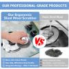 Steel Wool Scrubber with Handle, 5Pcs Stainless Steel Scrubber Set, Metal Pan & Pot Cleaner for Cast Iron, Grill, Stove, Oven, Sink, Stubborn Messes (1 Handle +4 Pads) view 3