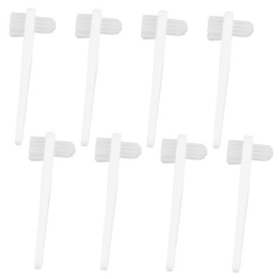 BIUDECO 8pcs Denture Cleaning Brush with Strong Cleaning Power and Ergonomic Design, White Pp Material Portable Brush for Effective False Teeth Care and Daily Oral Hygiene