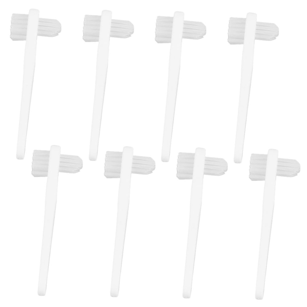 BIUDECO 8pcs Denture Cleaning Brush with Strong Cleaning Power and Ergonomic Design, White Pp Material Portable Brush for Effective False Teeth Care and Daily Oral Hygiene