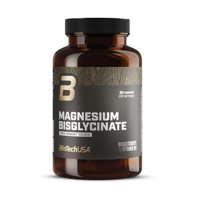 BioTechUSA Magnesium Bisglycinate from Organic Sources | Magnesium + Vitamin B6 | Highly Absorbable Organic Supplement | Muscle, Nerve & Energy Support, 90 Capsules