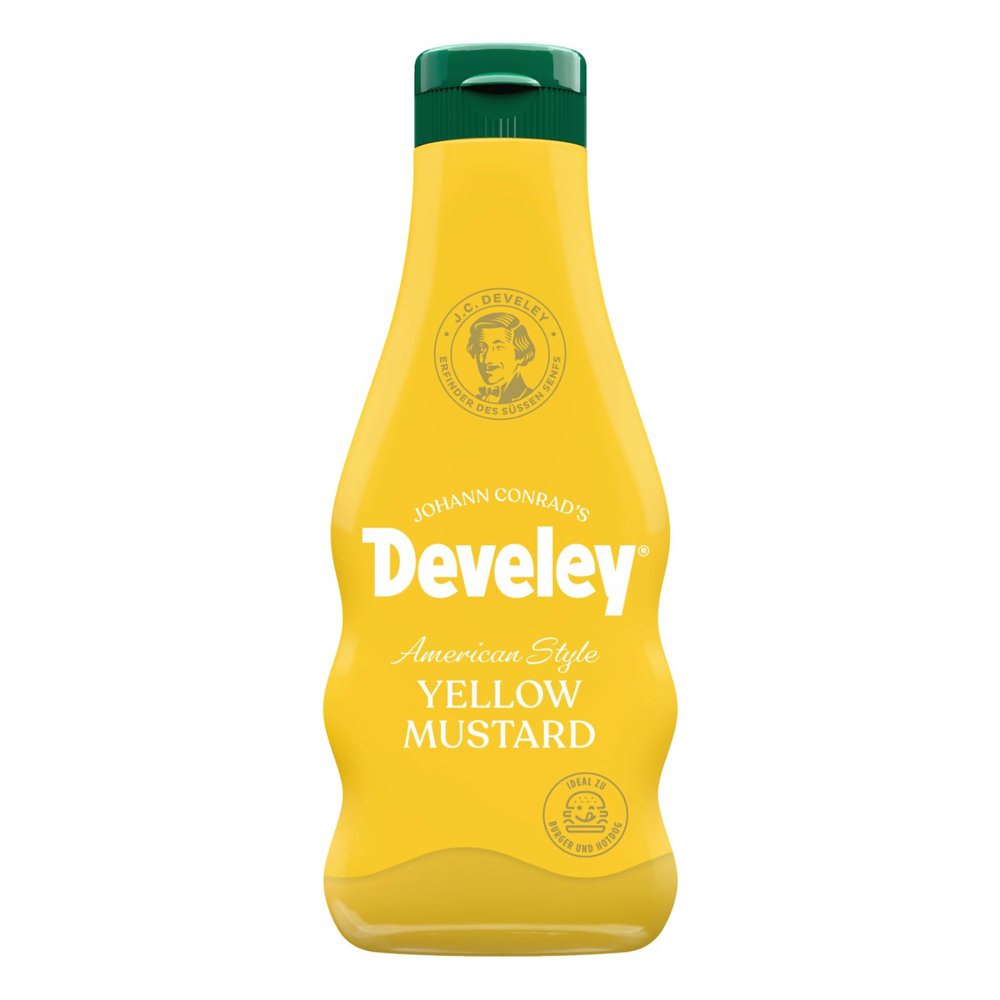 Develey American Style Yellow Mustard Mild & Smooth Classic Mustard Squeeze Bottle 250 ml