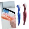 WEKAMOS Denture Toothbrush and Nylon Bristles 2pcs for Denture Cleaning Double Sided with Ergonomic Handle and Oral Care Cleaning at Home view 3