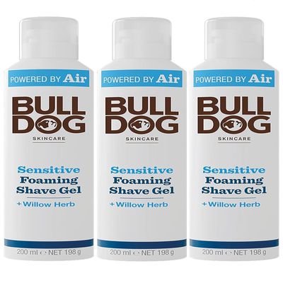 BULLDOG SKINCARE - Sensitive Foaming Shave Gel | Smooth and conditioning 200ml x 3 Pack
