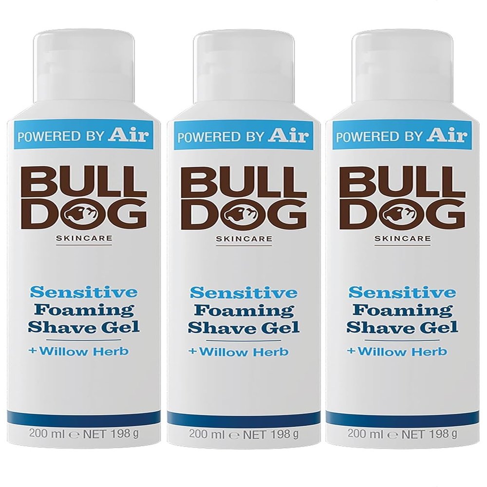 BULLDOG SKINCARE - Sensitive Foaming Shave Gel | Smooth and conditioning 200ml x 3 Pack