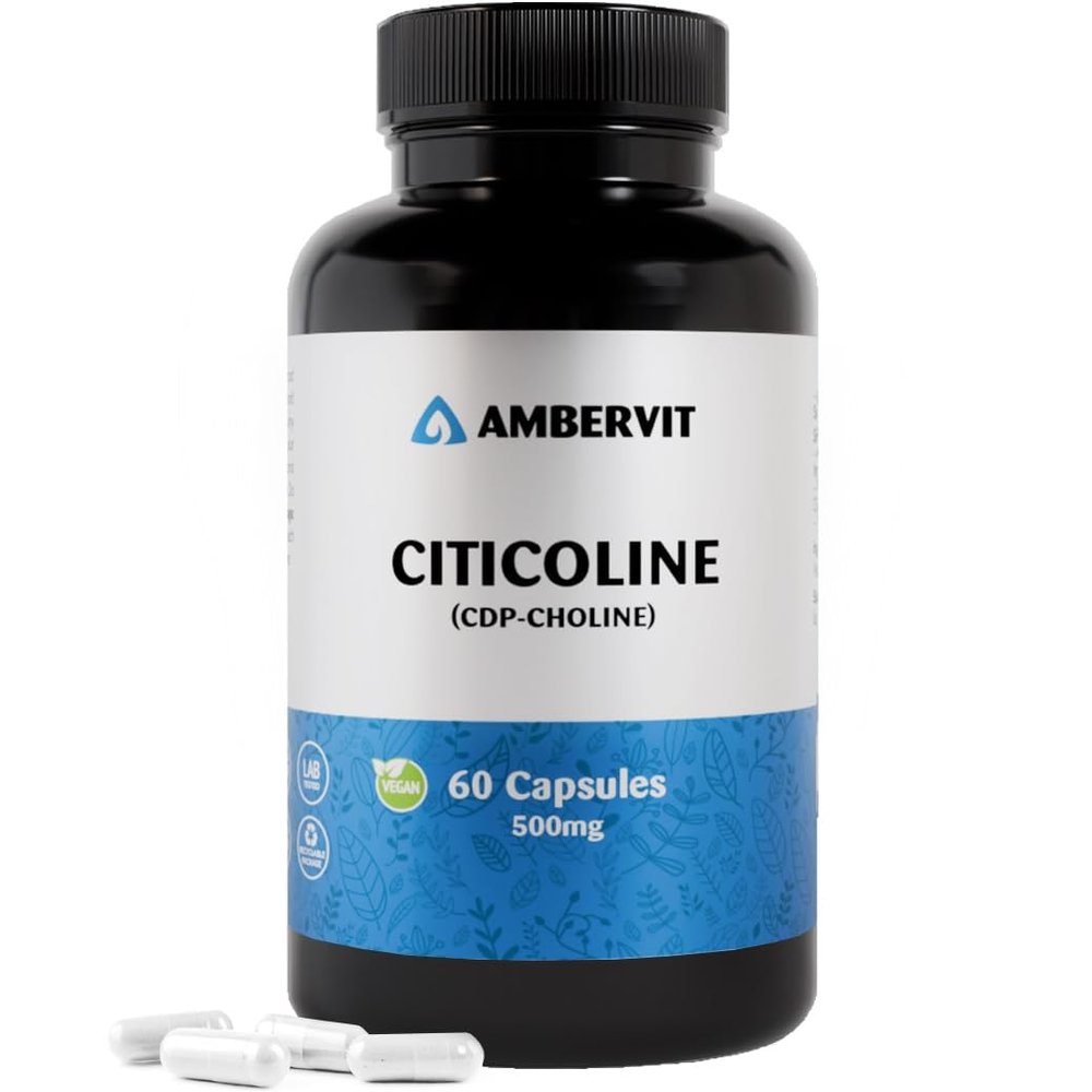 Citicoline (CDP Choline) 500 mg 60 Capsules High Strength for Memory, Focus & Mental Performance No Artificial Additives 2-Month Supply | Ambervit