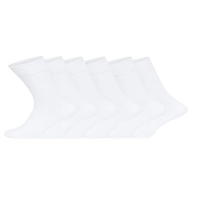 ARG 6 Pairs Men's Non-Elastic Diabetic Socks | Easy Grip, Soft Loose Top | Rich Cotton | UK Size 6-11 (White, one size)