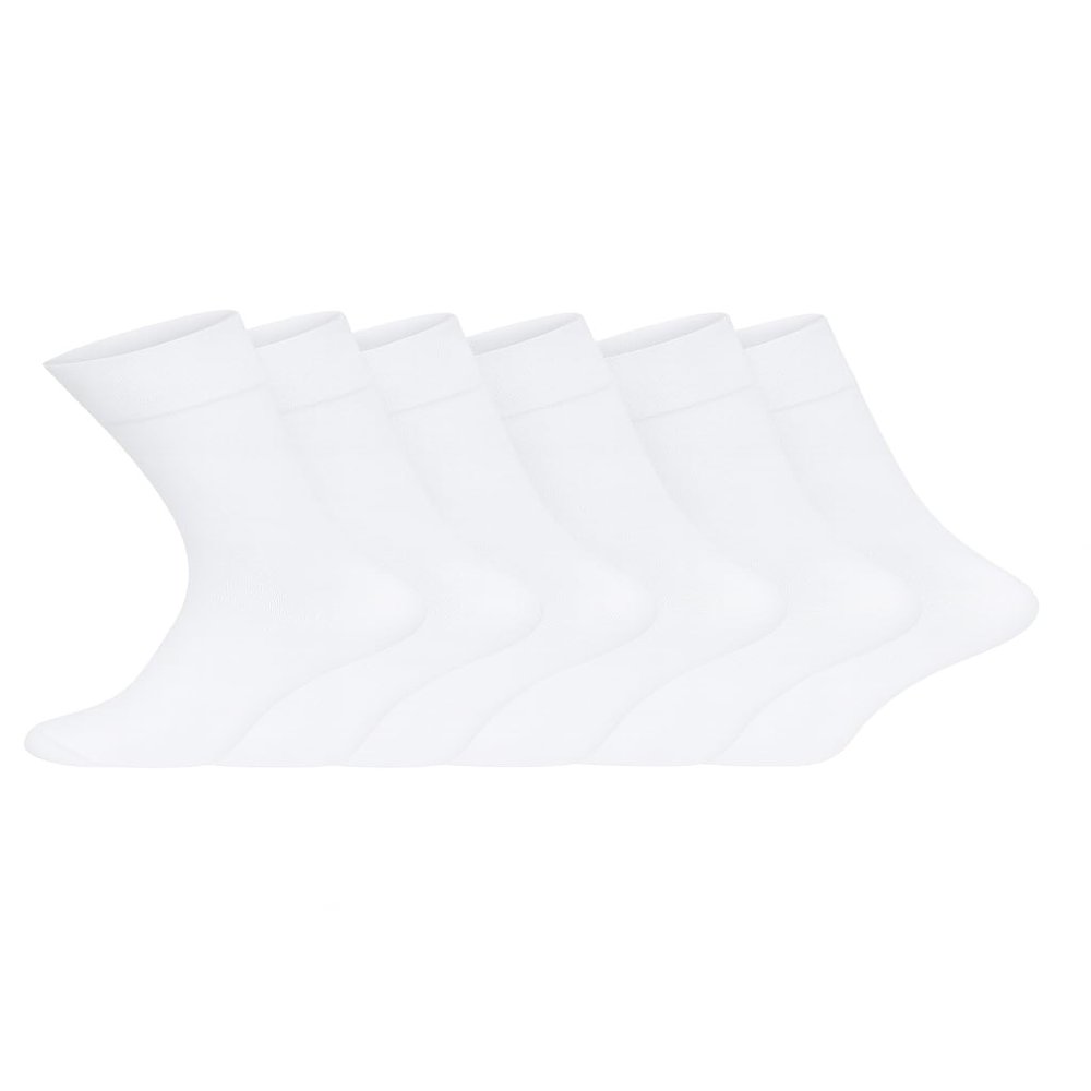 ARG 6 Pairs Men's Non-Elastic Diabetic Socks | Easy Grip, Soft Loose Top | Rich Cotton | UK Size 6-11 (White, one size)