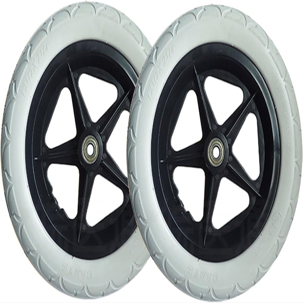 12-inch Wheelchair Replacement Rear Wheel, 12 1/2 X 2 1/4 Solid Rubber Tire, Non-Inflatable, for Wheelchairs, Rollators, Walking Aids(Gray)