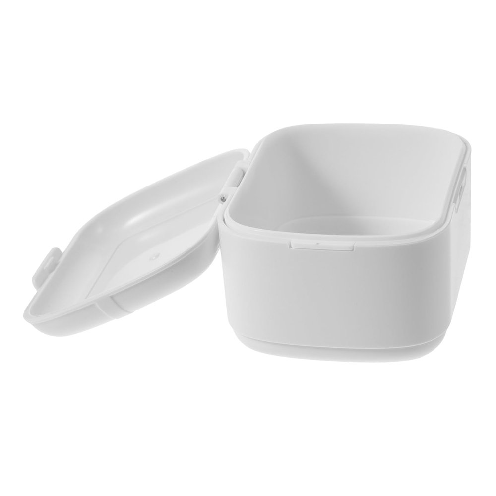 DECOMELODY Denture Case Compact White Pp Soak Denture Box Lightweight Beautiful Design Prevents Accidental Opening for Outdoor Use People with Orthodontic Fixator