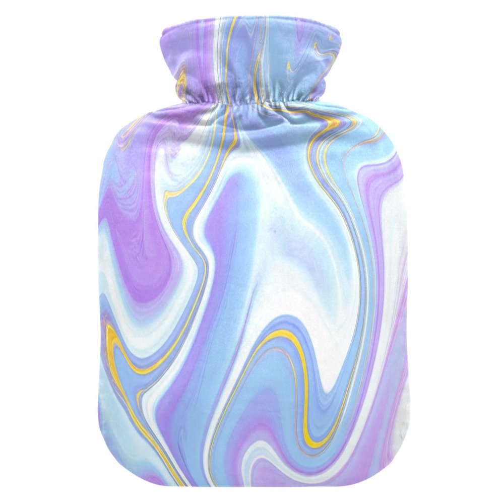 Swirls Marble Hot Water Bottle with Soft Fleece Cover Hot Water Bag for Neck and Shoulder Pain Relief Hot and Cold Therapies-S