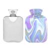 Swirls Marble Hot Water Bottle with Soft Fleece Cover Hot Water Bag for Neck and Shoulder Pain Relief Hot and Cold Therapies-S view 2
