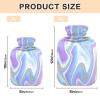 Swirls Marble Hot Water Bottle with Soft Fleece Cover Hot Water Bag for Neck and Shoulder Pain Relief Hot and Cold Therapies-S view 3