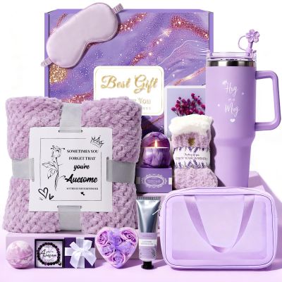 Birthday Gift for Women, Luxury Self Care Spa Gift Basket with Blanket for Mom, Wife, Sister, Friend, Girlfriend, Grandmother, Get Well Soon & Thank You Present for Her