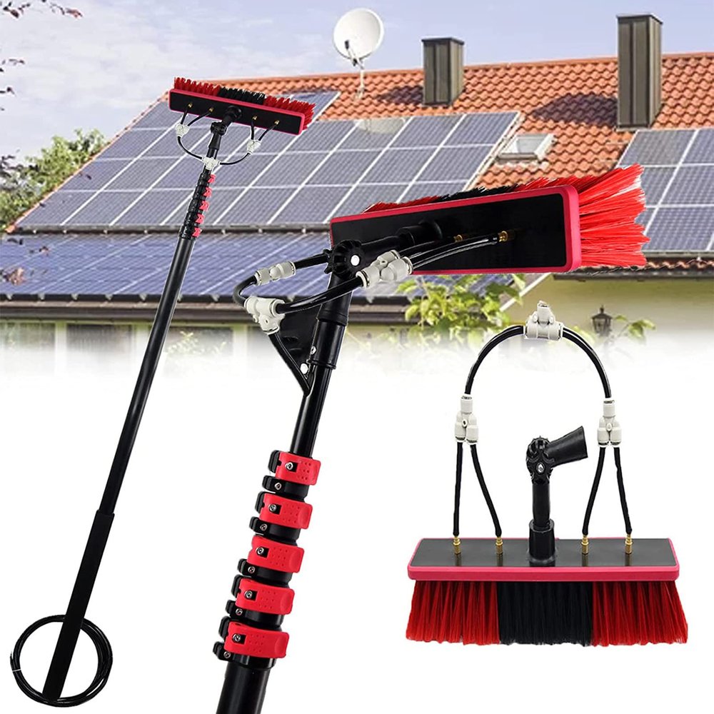 18FT Water Fed Cleaning Brush Kit for Windows & Solar Panels - Telescopic Pole System for Trucks & Outdoor Cleaning - High Reach Washing Tool