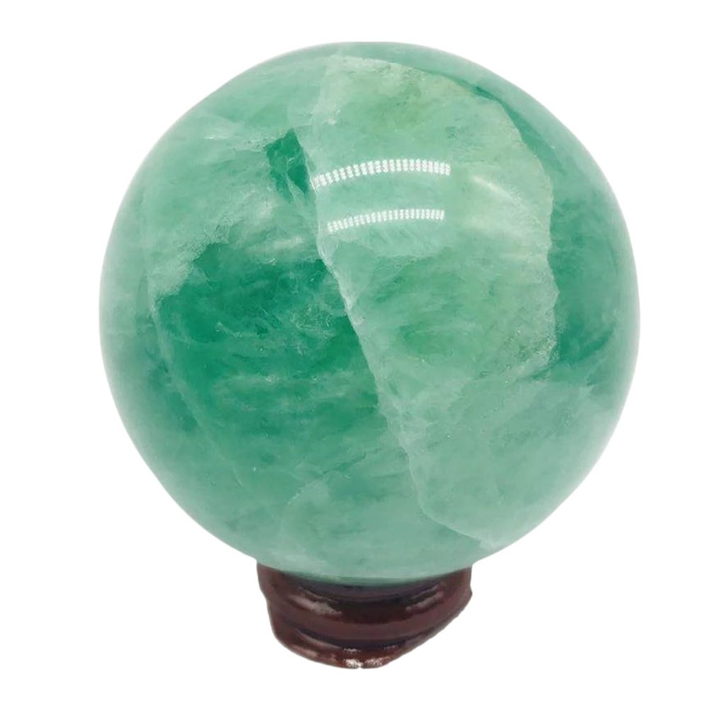 DECORN Green Fluorite Quartz Crystal Ball with Stand Healing Crystals Sphere Decorative Gemstone Ball Meditation Witchcraft Home Decor,180mm