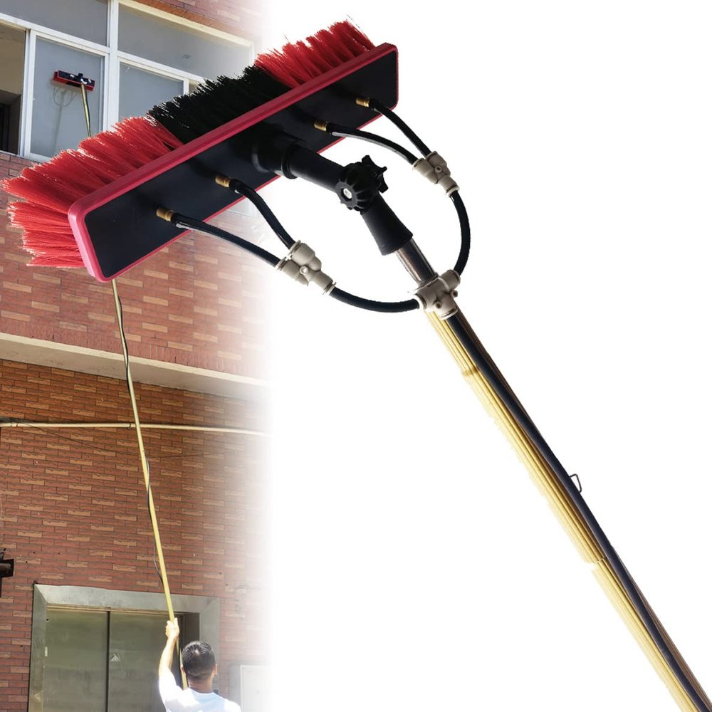 12Ft Adjustable Water Fed Pole Kit for Window Cleaning - Telescleaning Brush for Outdoor Glass & Solar Panel Washing Equipment