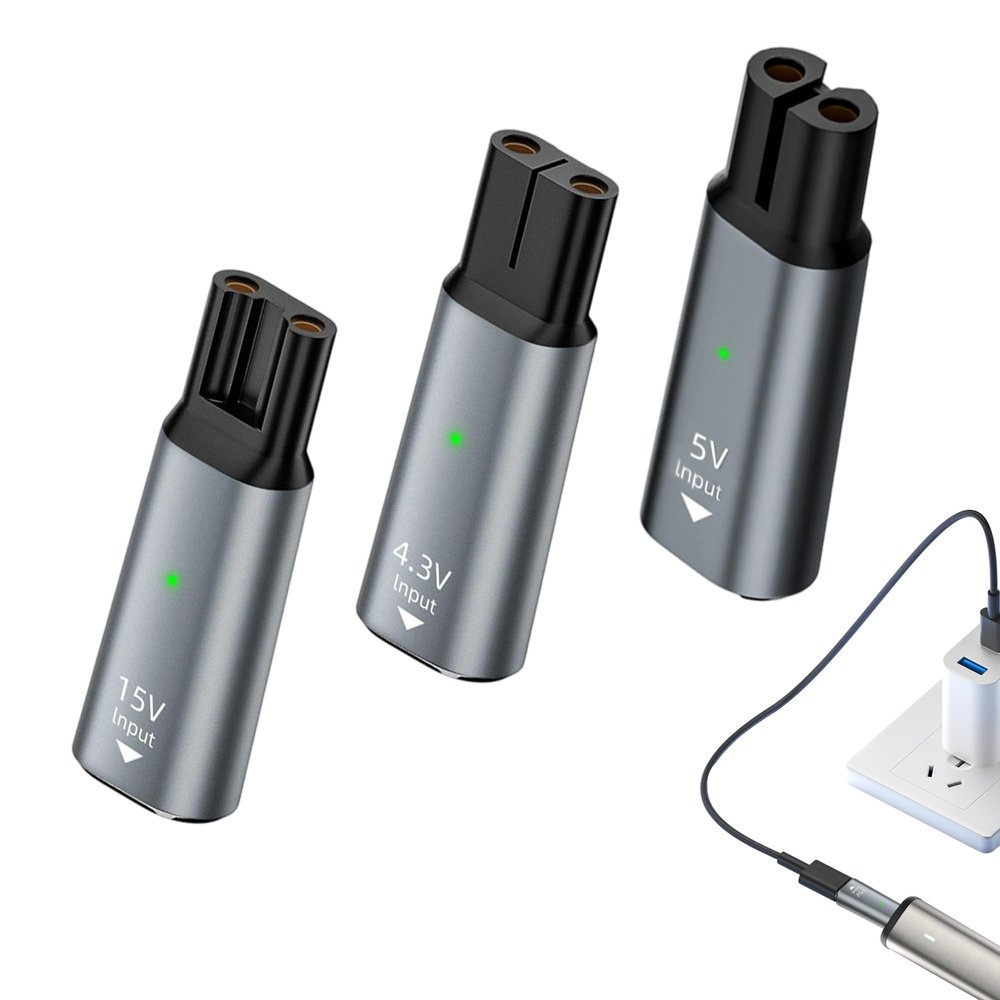 3Pcs USB-C Charger for Phillips USB-C Shaver Adapter Set USB-C Shaver Charger Adapter Transfer Head Lightweight Portable Wide Compatibility for Philips QP2520 QP2620 MG3730 MG5730 BT3206 Etc