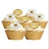12 Pre-Cut 50th Golden Wedding Anniversary Themed Edible Wafer Paper Cake Toppers Decorations view 1