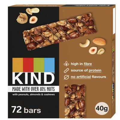 Kind Bars, Hazelnut Butter Milk Chocolate, Healthy Snack, Gluten Free Snack Bars, No Artificial Colours, Flavours or Preservatives, Multipack 72 x 40g