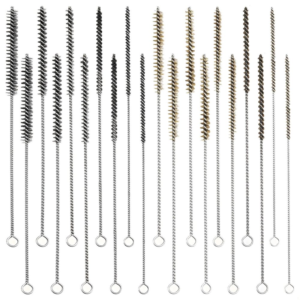 20 Pcs Pipe Cleaning Brushes, Stainless Steel & Bronze Wire Tube Cleaners, Multi-Sized 0.24-0.59 for Sink Drains