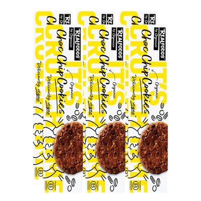 Realfoods by Organico | Organic Vegan Choco Chip Biscuits Rich Dark Chocolate with Whole Oats & Wheat Crunchy, Plant-Based, 4x3 Snack Packs, 110g (Pack of 6)