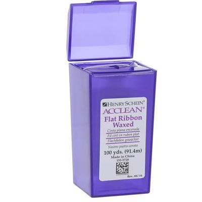 Acclean Dental Floss Flat Ribbon Waxed Unflavoured 100yd/ 91 m Dental Tape