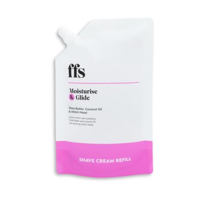 FFS Beauty Shave Cream Refill Pouch 300ml | Vegan Moisturising Shaving Cream with Coconut Oil, Shea Butter & Witch Hazel | Sustainable Refillable Pouch for Smooth & Silky Skin