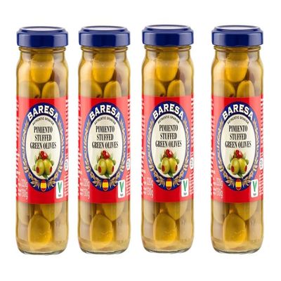 Authentic Spanish Pimiento Stuffed Green Olives Assorted 220g. (Pack of 4)