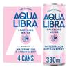 AQUA Libra Sparkling Water, Sugar Free Fruit Water, No Sugar, No Calories, Strawberry & Watermelon, 330 ml, Pack of 4 Cans view 1