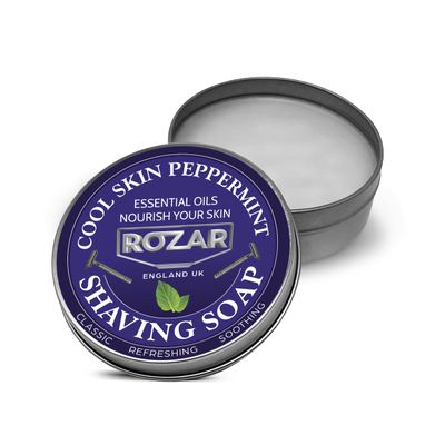 Peppermint Shaving Soap for Men by Rozar Mens Shave SoapSmoothest Skin with Essential Oils